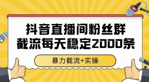 抖音直播间粉丝群截流,稳定采集数据全行业通用 2000条数据一天【揭秘】-樵渔匹