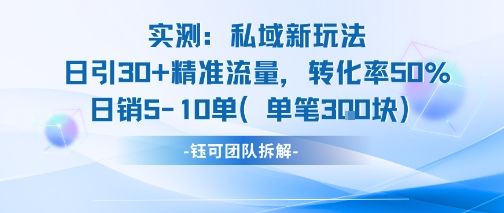 实测私域新玩法日引30加精准流量转化率50%日销5-10单每笔3张-樵渔匹
