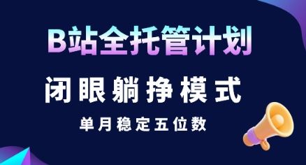 【B站全托管计划】闭眼躺挣模式,单月稳定五位数【揭秘】-樵渔匹