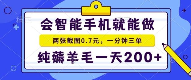 2025年零撸手机项目，二十秒一单，纯薅羊毛，一天200+做就有【揭秘】-樵渔匹