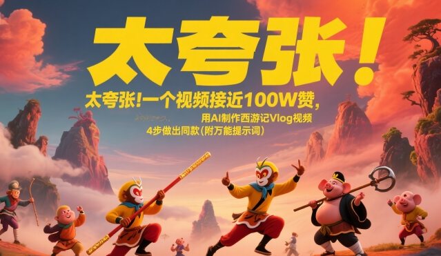 太夸张！一个视频接近100W赞，用AI制作西游记Vlog视频，全流程拆解来了(附万能提示词)-樵渔匹