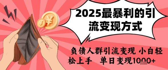 2025年最暴利的引流变现方式，负债人群引流变现，小白轻松上手，日入1k-樵渔匹