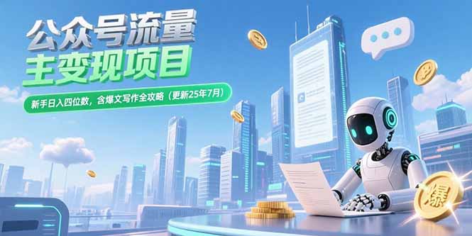 公众号流量主变现项目,新手日入四位数,含爆文写作全攻略(更新25年7月-樵渔匹