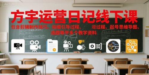 方宇运营日记线下课,包含剪辑制作技巧、拍摄引导过程、起号思维导图、选题等多个教学资料-樵渔匹