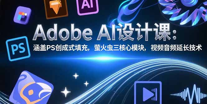 Adobe AI设计课:涵盖PS创成式填充,萤火虫三核心模块,视频音频延长技术-樵渔匹