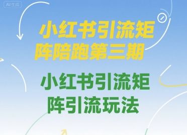 小红书引流矩阵陪跑第三期,小红书引流矩阵引流玩法-樵渔匹