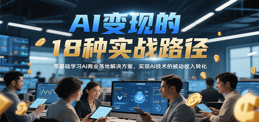 AI变现的18种实战路径,零基础学习AI商业落地解决方案,实现AI技术的被动收入转化-樵渔匹