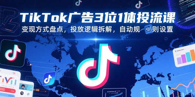 TikTok广告3位1体投流课,变现方式盘点,投放逻辑拆解,自动规则设置-樵渔匹