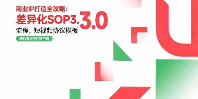 商业IP打造全攻略：差异化SOP3.0流程，短视频协议模板，婚恋项目实战案例-樵渔匹