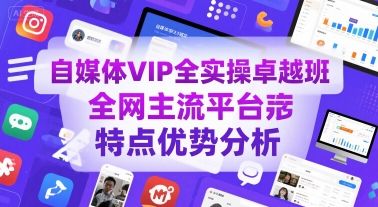 自媒体VIP全实操卓越班,全网主流平台特点优势分析-樵渔匹