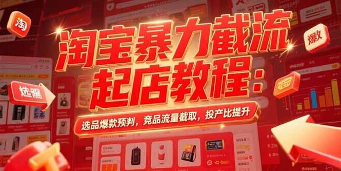 淘宝暴力截流起店教程：选品爆款预判，竞品流量截取，投产比提升-樵渔匹