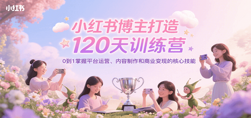 小红书博主打造120天训练营,0到1掌握平台运营、内容制作和商业变现-樵渔匹