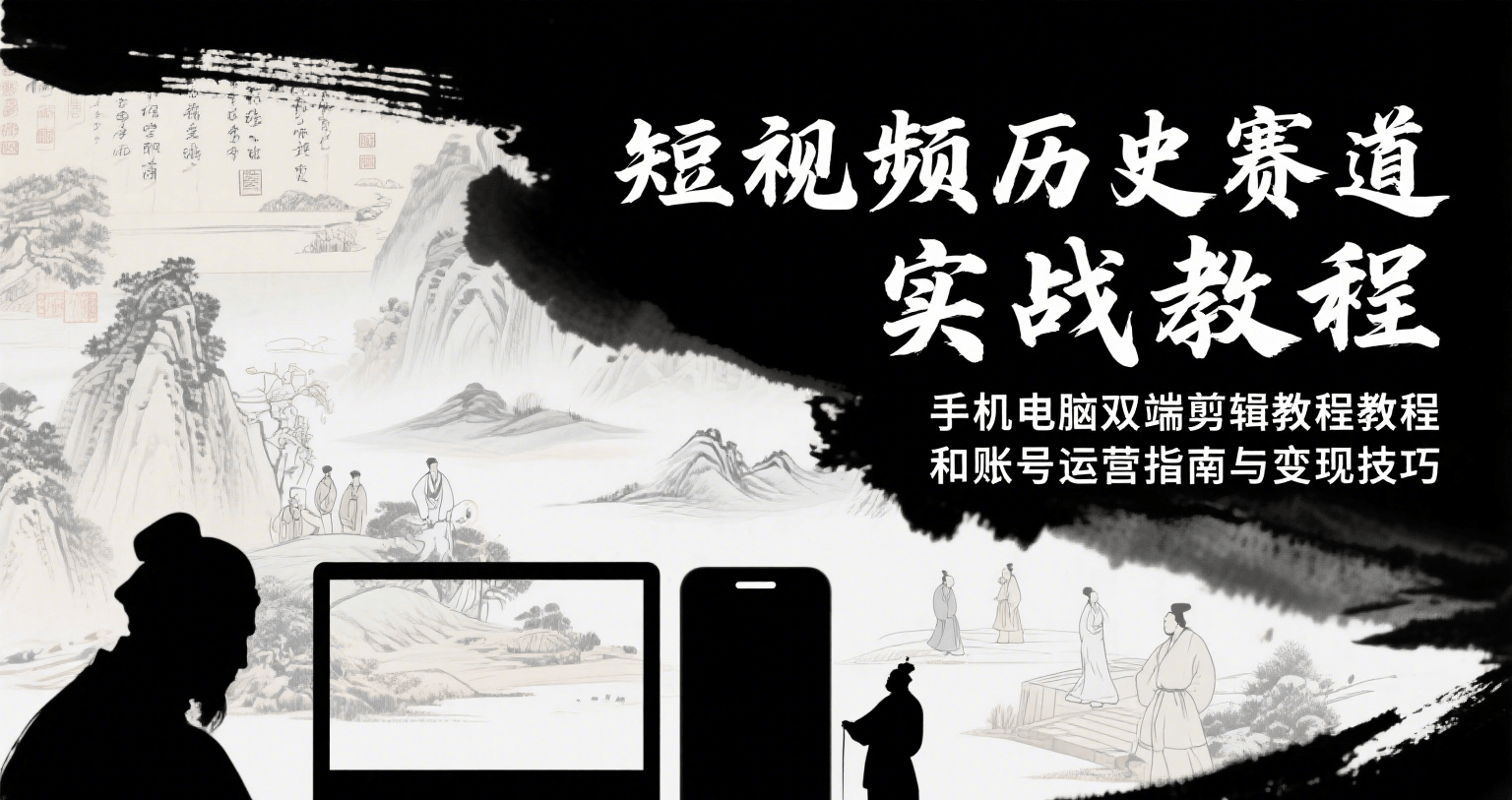短视频历史赛道实战教程,手机电脑双端剪辑教程和账号运营指南与变现技巧-樵渔匹