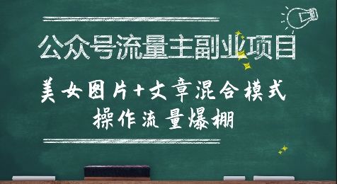 公众号流量主副业项目,美女图片+文章混合模式操作流量爆棚-樵渔匹