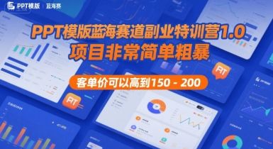 PPT模版蓝海赛道副业特训营1.0,项目非常简单粗暴,客单价可以高到150-200-樵渔匹