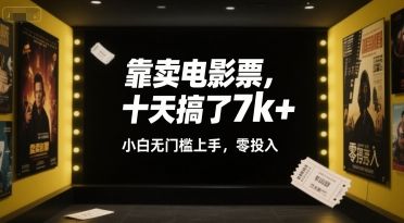 靠卖电影票,十天搞了7k+,小白无门槛上手,零投入【揭秘】-樵渔匹