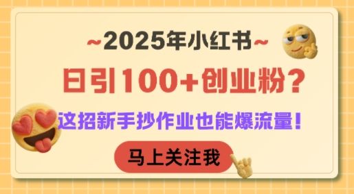 2025年小红书日引100+创业粉?这招新手抄作业也能爆流量!-樵渔匹
