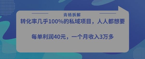 转化率最高的私域项目,每单利润40-50米,月入过1w-樵渔匹