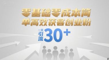 零基础零成本简单高效获客创业粉，一天引流30+-樵渔匹