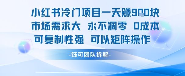 小红书冷门项目一天收益9张，市场需求大，0成本，可复制性强可以矩阵操作-樵渔匹