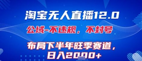 淘宝无人直播12.0,不封号,不违规,布局下半年旺季赛道,日入1k+(独家技术)【揭秘】-樵渔匹