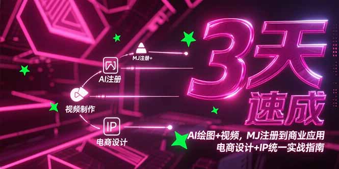 3天速成AI绘图+视频,MJ注册到商业应用,电商设计+IP统一实战指南-樵渔匹
