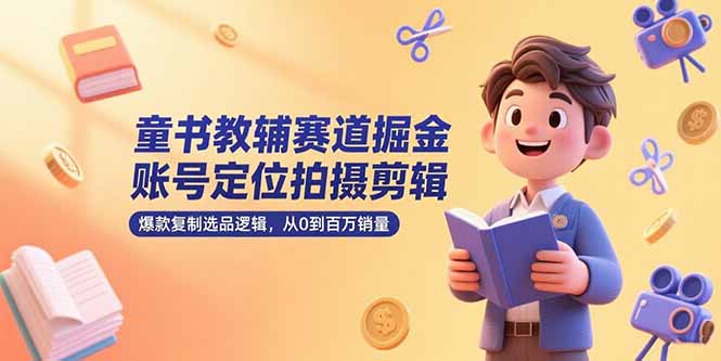 童书教辅赛道掘金，账号定位拍摄剪辑，爆款复制选品逻辑，从0到百万销量-樵渔匹