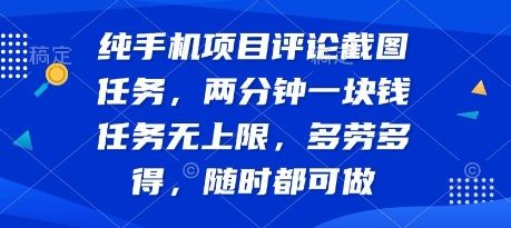 纯手机项目评论截图任务,两分钟一块钱 任务无上限多劳多得,随时随地都能做【揭秘】-樵渔匹