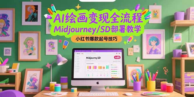 AI绘画变现全流程,Midjourney/SD部署教学,小红书爆款起号技巧-樵渔匹