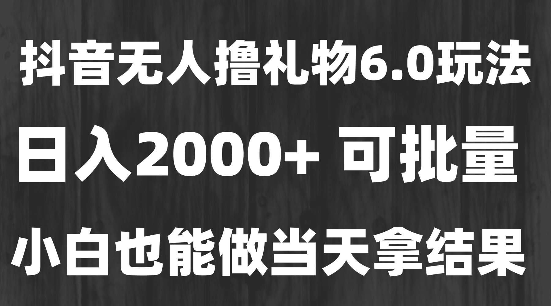 最新风口暴力撸金技术，无人撸礼物，长期稳定 一天收益2000+，小白当天…-樵渔匹
