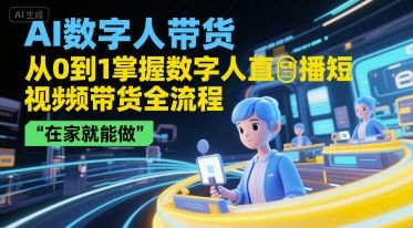 AI数字人带货,从0到1掌握数字人直播短视频带货全流程,在家就能做-樵渔匹