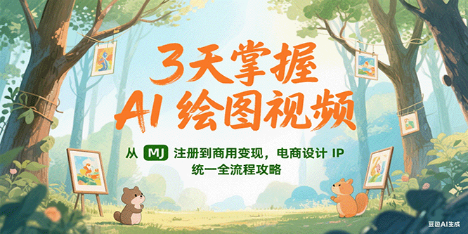 3天掌握AI绘图视频,从MJ 注册到商用变现,电商设计IP统一全流程攻略-樵渔匹