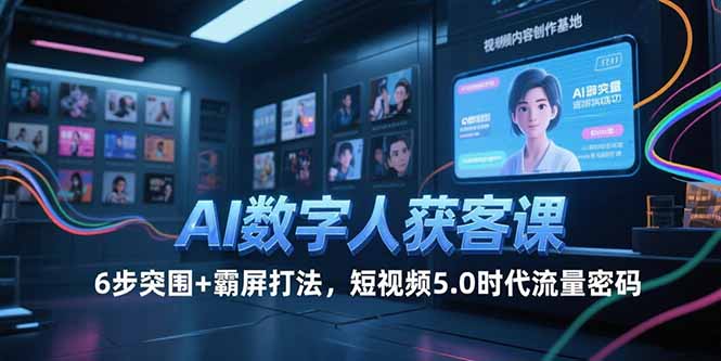 AI数字人获客课,6步突围+霸屏打法,短视频5.0时代流量密码-樵渔匹