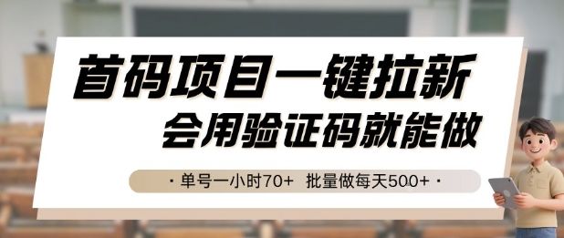 首码项目一键拉新,会用验证码就能做 单号一小时70+,批量做每天5张【揭秘】-樵渔匹