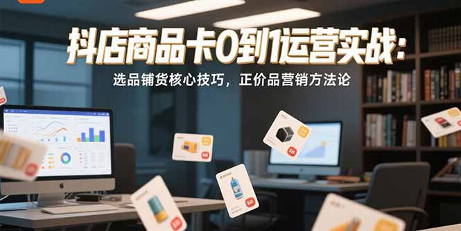 抖店商品卡0到1运营实战:选品铺货核心技巧,正价品营销方法论-樵渔匹
