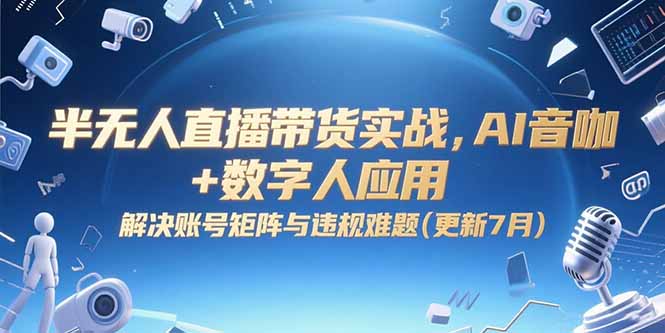 半无人直播带货实战，AI音咖+数字人应用 解决账号矩阵与违规难题(更新7月-樵渔匹