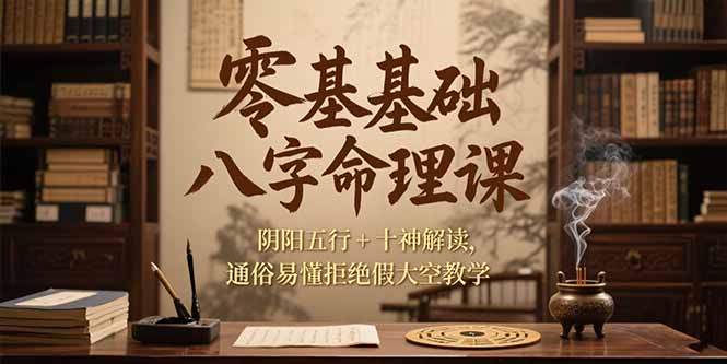 零基础八字命理课,阴阳五行+十神解读,通俗易懂拒绝假大空教学-樵渔匹