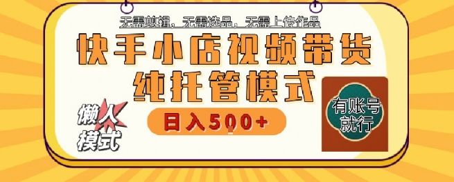 快手小店托管代运营，无需剪辑，无需选品，无需上传作品，全程无需操作，轻松月入5k+【揭秘】-樵渔匹