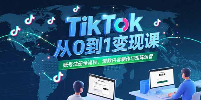 TikTok从0到1变现课,账号注册全流程,爆款内容制作与矩阵运营-樵渔匹