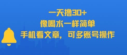 一天撸30+,像喝水一样简单,手机看文章,可多账号操作-樵渔匹