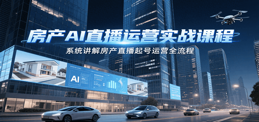 房产AI直播运营实战课程,系统讲解房产直播起号运营全流程-樵渔匹