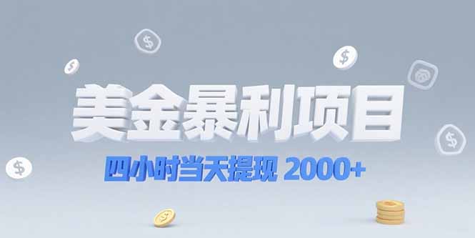 美金暴利项目，四小时当天提现 2000+机会留给会选赛道的人-樵渔匹