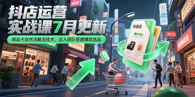 抖店运营实战课7月更新，商品卡自然流截流技术，达人团队搭建爆款选品-樵渔匹