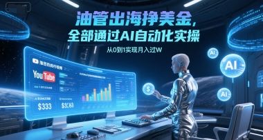 油管出海挣美金,全部通过AI自动化实操,从0到1实现月入过W-樵渔匹