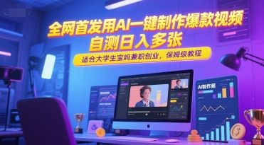 全网首发用AI一键制作爆款视频,自测日入多张,适合大学生宝妈兼职创业,保姆级教程-樵渔匹