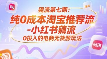 薅流第七期:纯0成本淘宝推荐流-小红书薅流最新版目,0投入的电商无货源玩法(附赠往期)-樵渔匹
