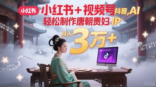 小红书+视频号+抖音,AI轻松制作唐朝贵妇IP,每天30分钟,轻松产出N条,月入3W+-樵渔匹