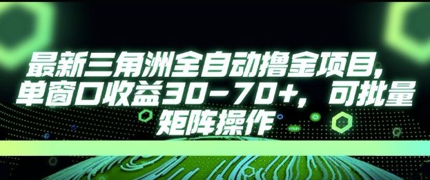 最新AI全自动游戏撸金项目,单窗口收益30-70+,可批量操作【揭秘】-樵渔匹