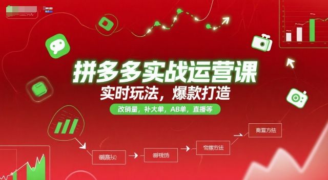 拼多多实战运营课,实时玩法,爆款打造,改销量,补大单,AB单,直播等(更新2025月)-樵渔匹