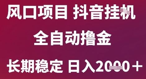 风口项目,六月最新玩法抖音无人挂G,全自动撸金,长期稳定 日入2k+【揭秘】-樵渔匹